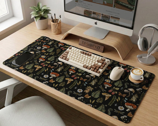 Dark Botanical Desk Mat Mousepad - Desk Mat - Deskneko - Desk Mats & Mousepads