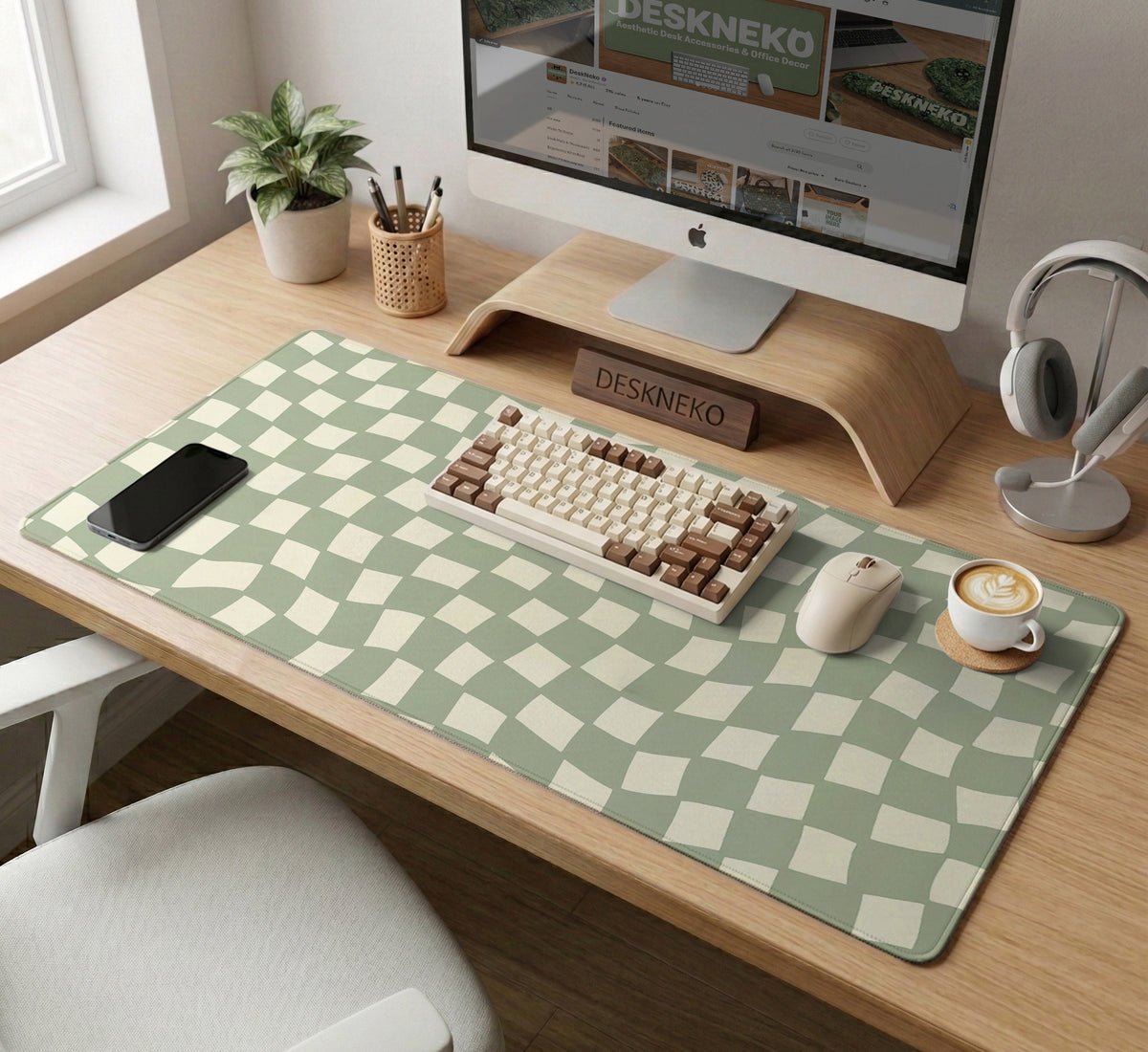Green Checker Desk Mat - Desk Mat - Deskneko - Desk Mats & Mousepads