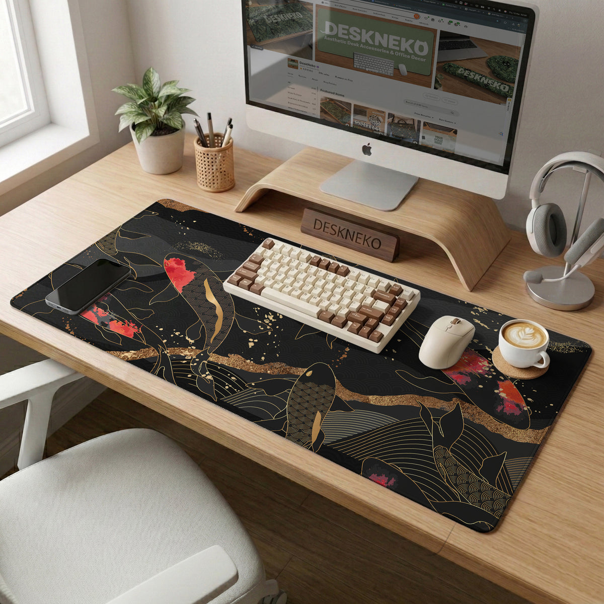 Koi Waves Desk Mat - Desk Mat - Deskneko - Desk Mats & Mousepads