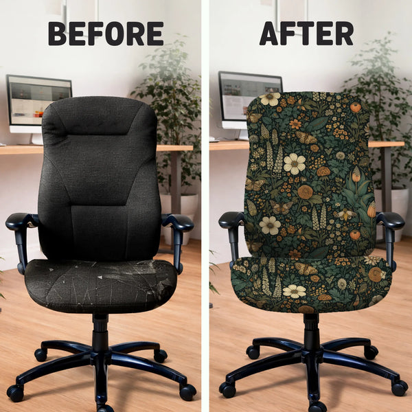 Dark Floral Chair Cover - Deskneko