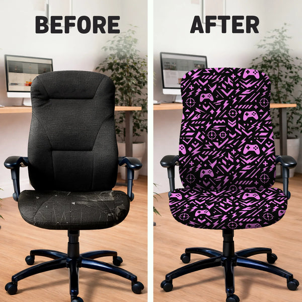 Black & Pink Chair Cover - Deskneko