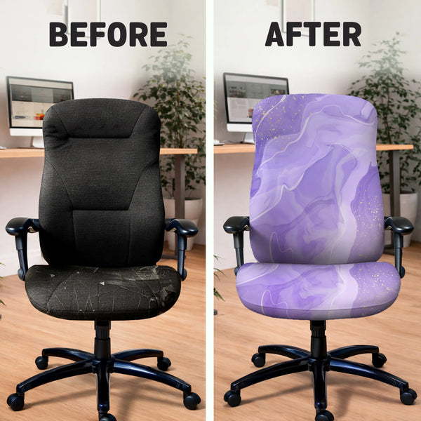 Purple Marble Chair Cover - Deskneko