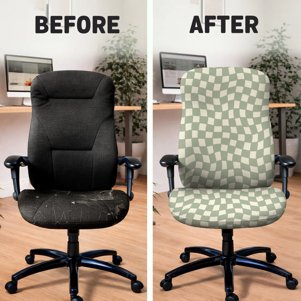 Green Checker Chair Cover - Deskneko