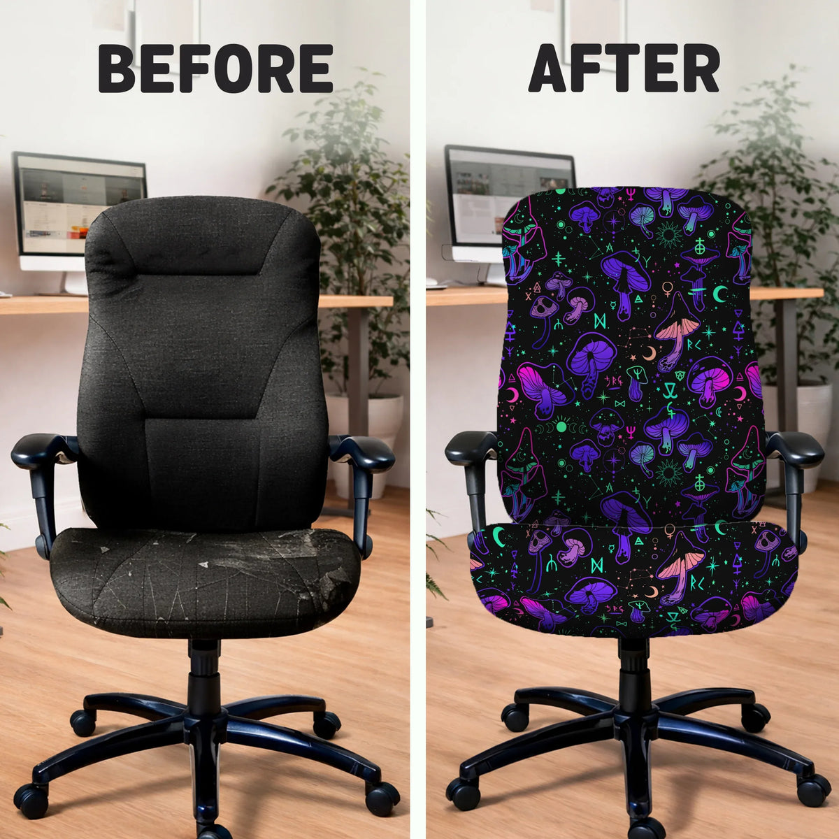 Neon Mushrooms Chair Cover - Deskneko