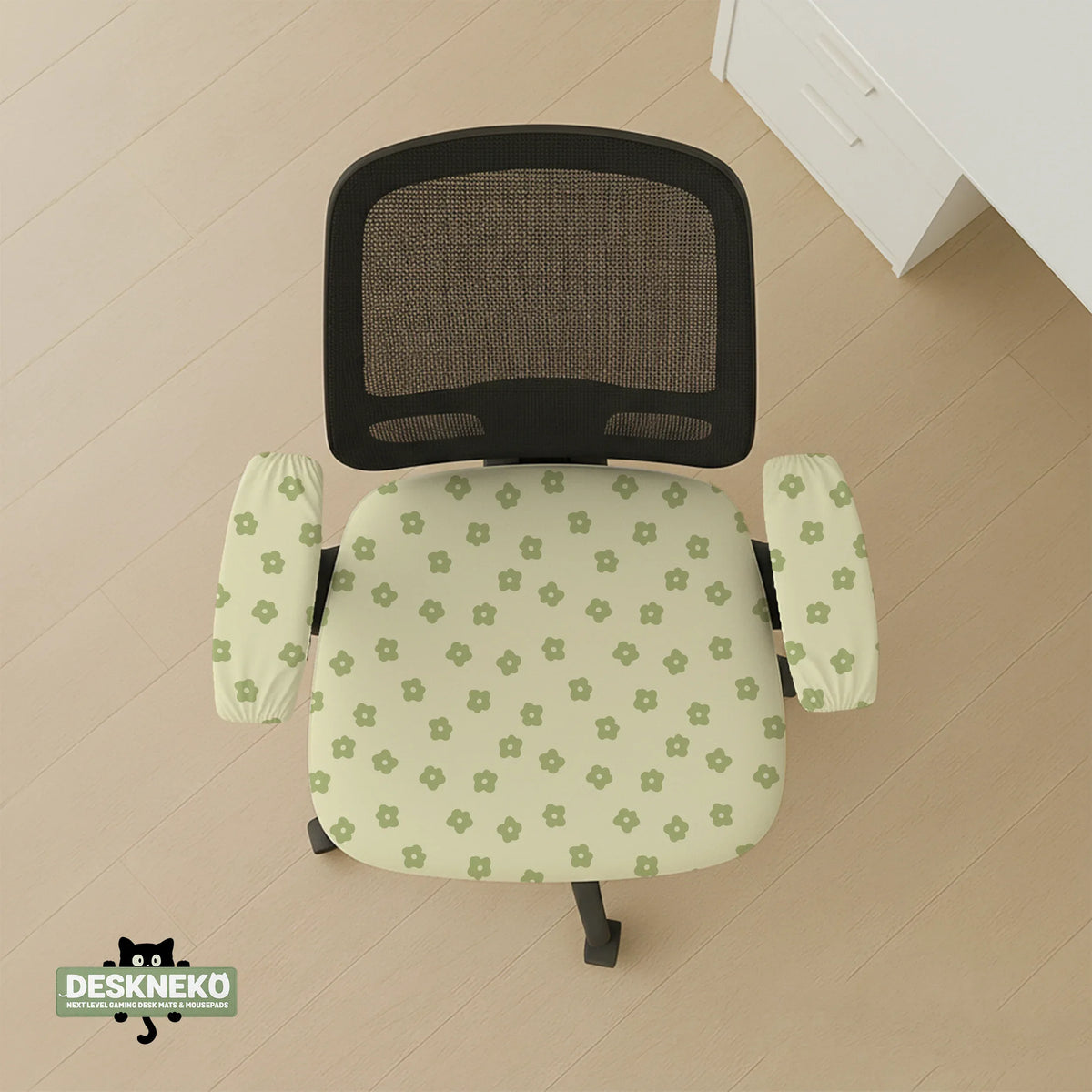 Green Floral Chair Cover - Deskneko