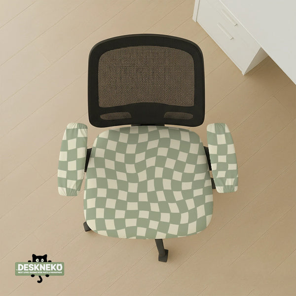 Green Checker Chair Cover - Deskneko