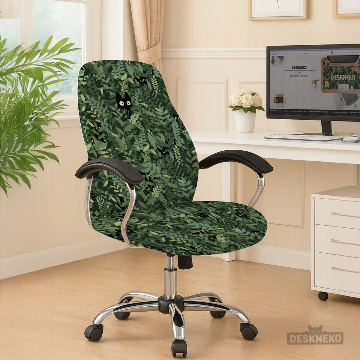 Forest Cat Desk Chair Cover for Office and Gaming Chairs - Deskneko