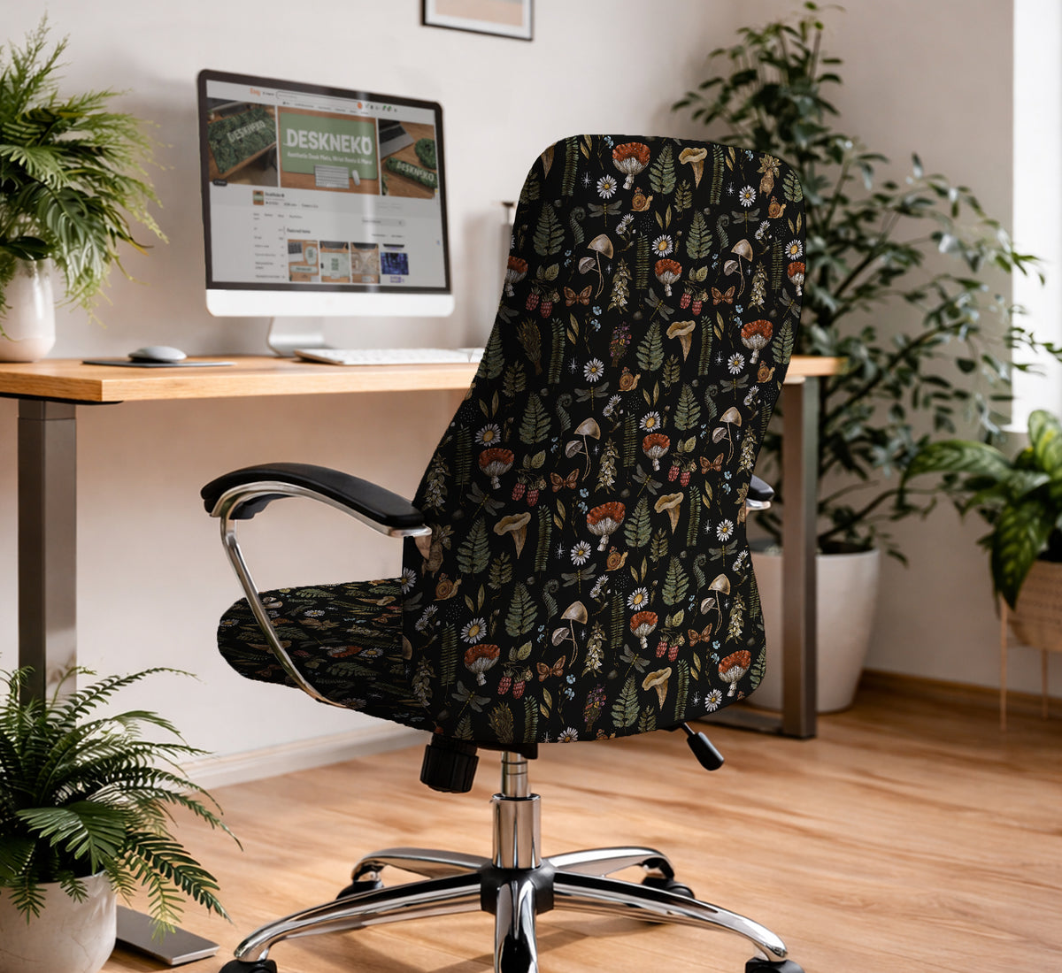 Woodland Pattern Desk Chair Cover - Chair Covers - Deskneko - Desk Chair Covers