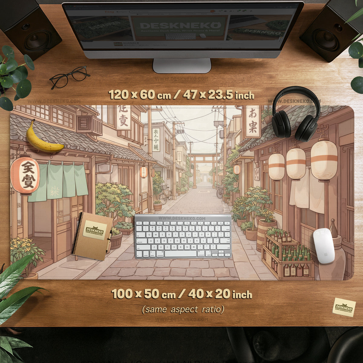 Beige Japandi Desk Mat Mousepad - Desk Mat - Deskneko - Desk Mats & Mousepads