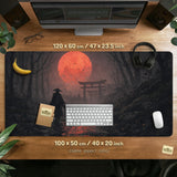 Samurai Red Moon Desk Mat Mousepad - Deskneko