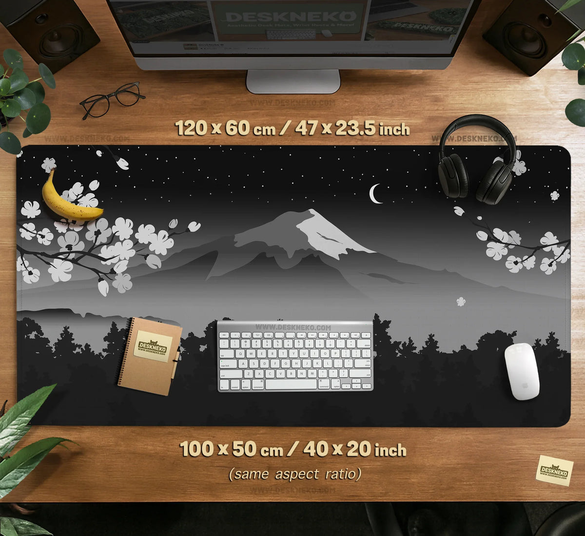 Black Mount Fuji Desk Mat - Deskneko