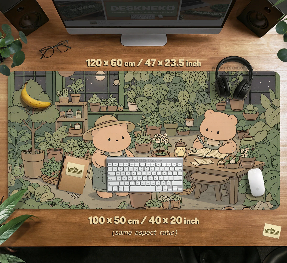 Kawaii Bear Desk Mat XXL Extended Mousepad for Keyboard and Desk - Deskneko