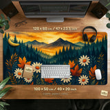 Sunset Forest Mountain Desk Mat - Deskneko