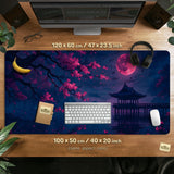 Dark Sakura Cherry Blossom Desk Mat - Deskneko
