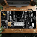 Black White Tokyo Desk Mat - Deskneko