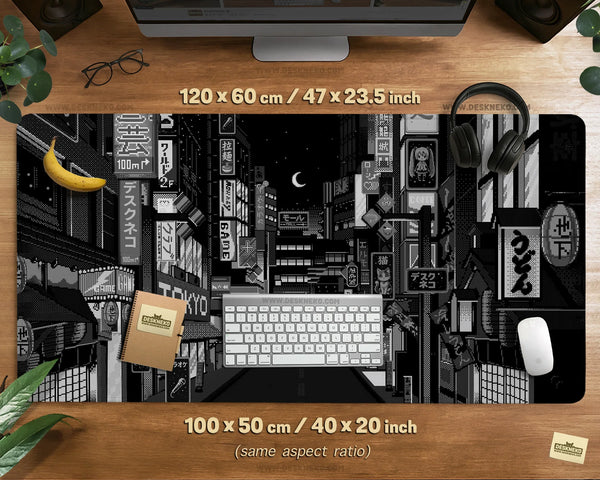 Black White Tokyo Desk Mat - Deskneko