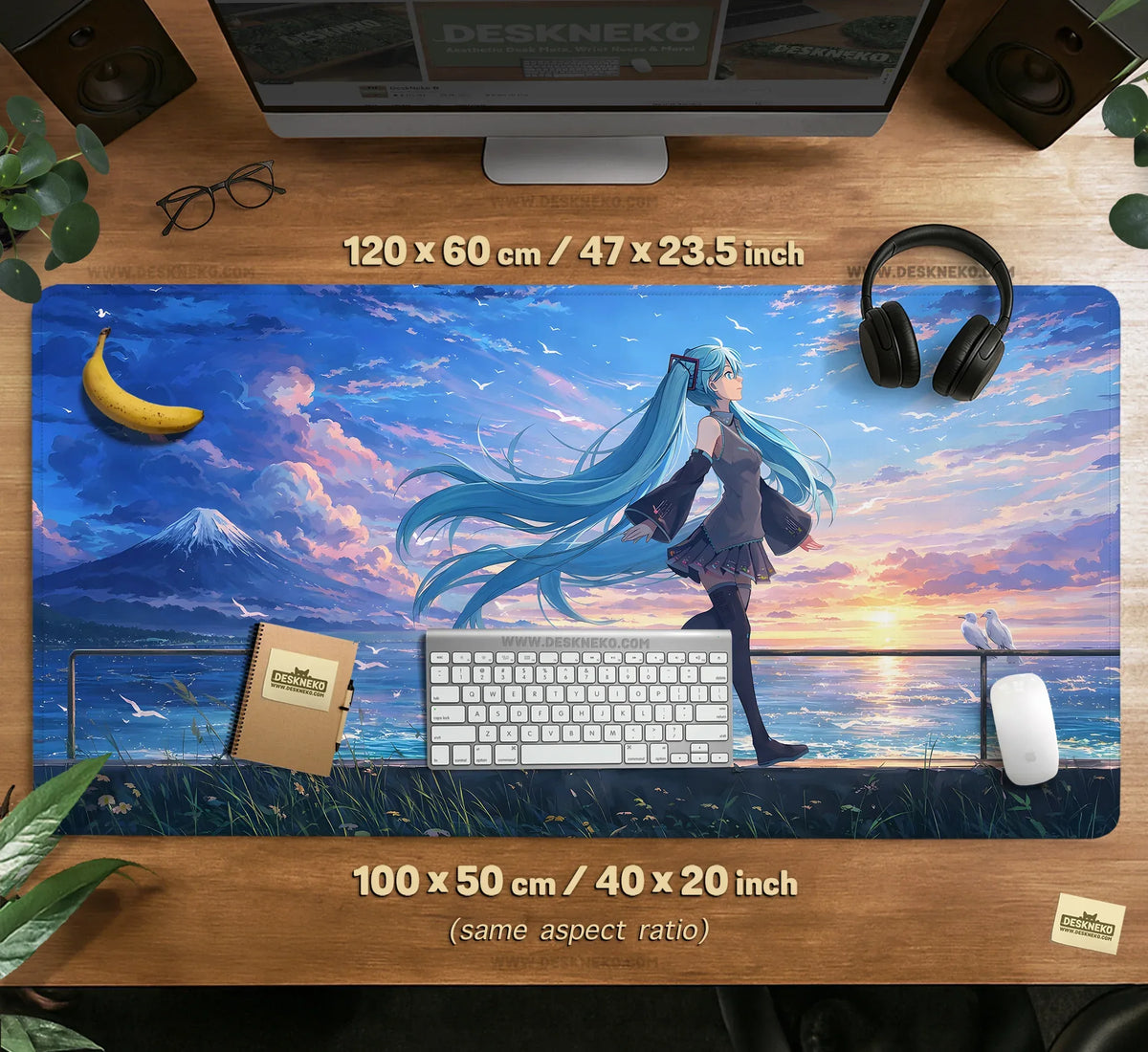 Anime Girl Landscape gaming desk mat mousepad - Deskneko