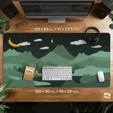 Night Forest Cats Landscape Desk Mat Mousepad XXL - Deskneko