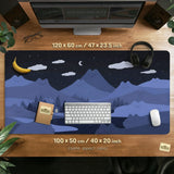 Navy Blue Mousepad With Cat Shaped Hills - Deskneko