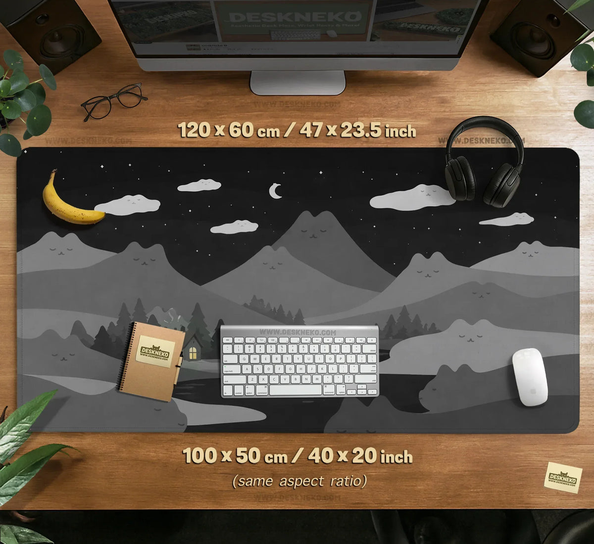 Midnight Cat Mountains Mousepad - Deskneko
