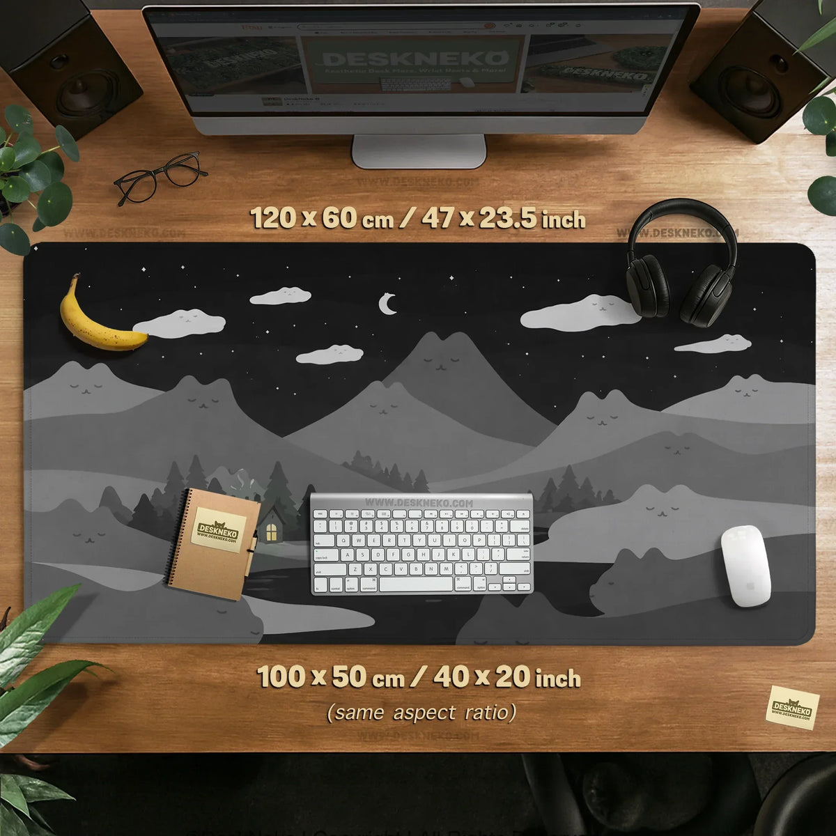 Midnight Cat Mountains Mousepad - Deskneko