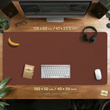 Mahogany Desk Mat Mousepad, Minimalist Brown Extended Desk Pad - Deskneko
