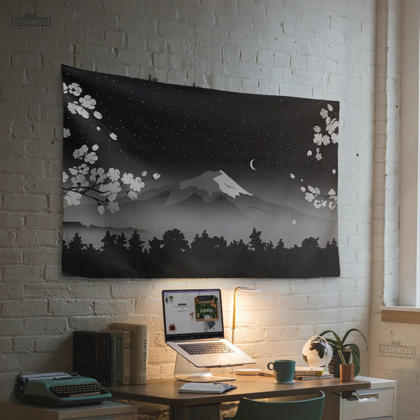 Black Mount Fuji Wall Tapestry - Wall tapestry - Deskneko - Wall Tapestries