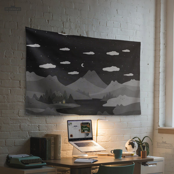 Cute Cat Mountains Wall Tapestry - Wall tapestry - Deskneko - Wall Tapestries
