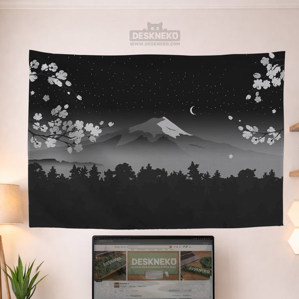 Black Mount Fuji Wall Tapestry - Wall tapestry - Deskneko - Wall Tapestries