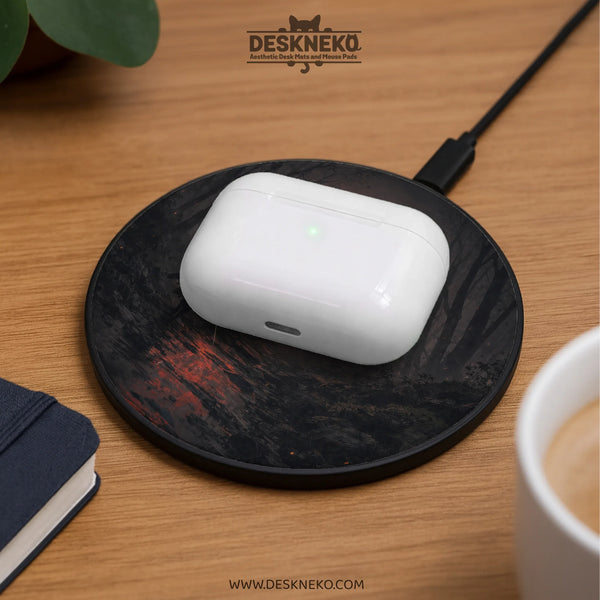 Samurai Red Moon Wireless Charger - Deskneko