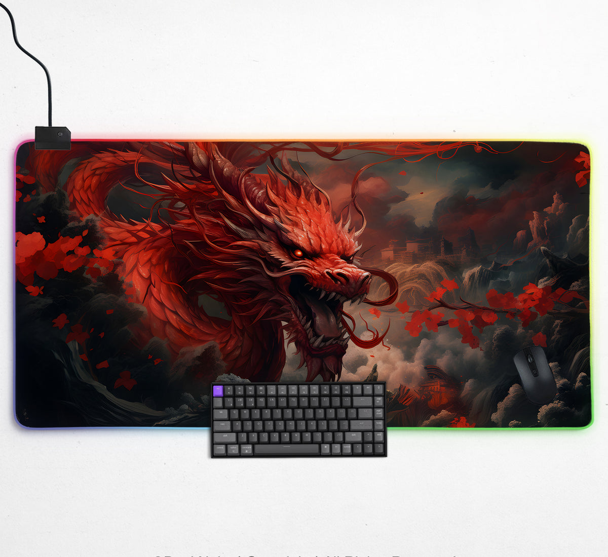 Crimson Red Dragon Desk Mat Mousepad - Desk Mat - Deskneko - Desk Mats & Mousepads