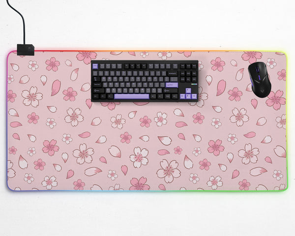 Sakura Gaming Desk Mat - LED Mousepad - Deskneko - Gaming Desk Mats