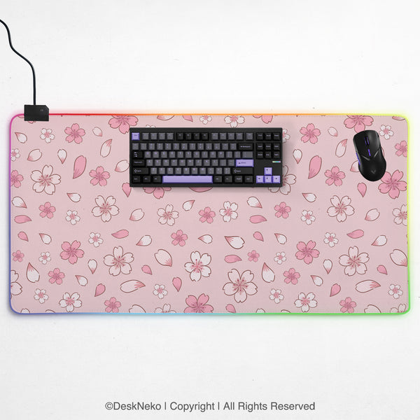 Sakura Gaming Desk Mat - LED Mousepad - Deskneko - Gaming Desk Mats