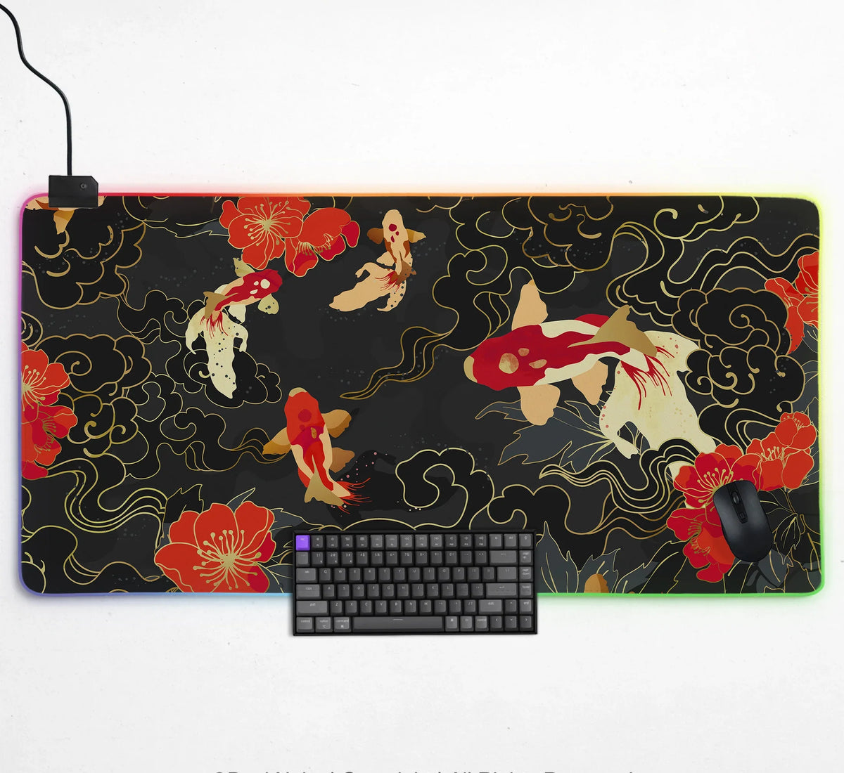 Koi Fish RGB Desk Mat - Deskneko