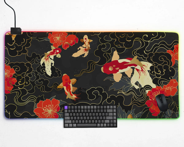 Koi Fish RGB Desk Mat - Deskneko