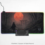 Samurai Red Moon Desk Mat Mousepad - Deskneko