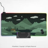 Night Forest Cats Landscape Desk Mat Mousepad XXL - Deskneko
