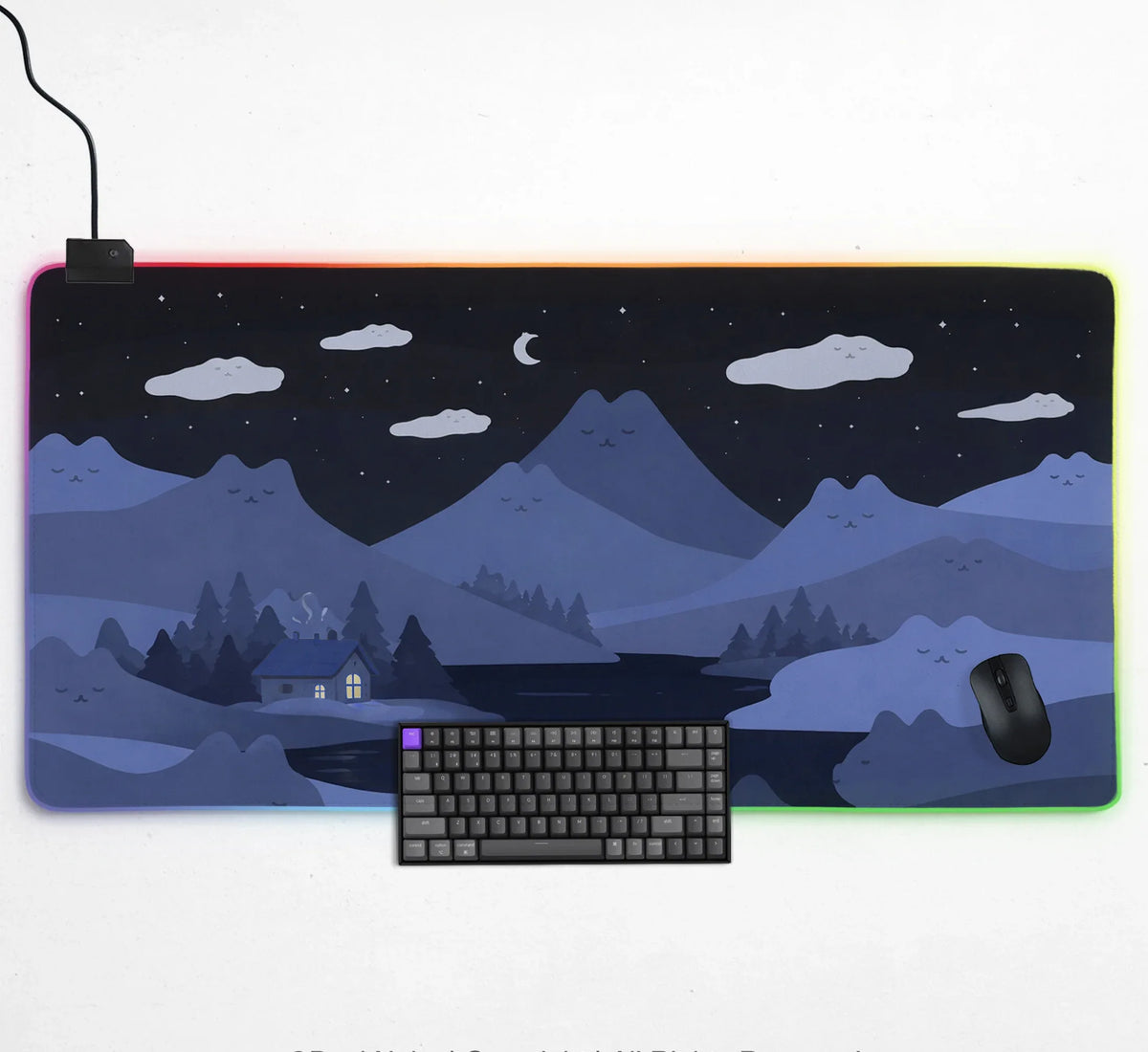 Blue Cat Hills Gaming Desk Mat Extended Mousepad - Deskneko