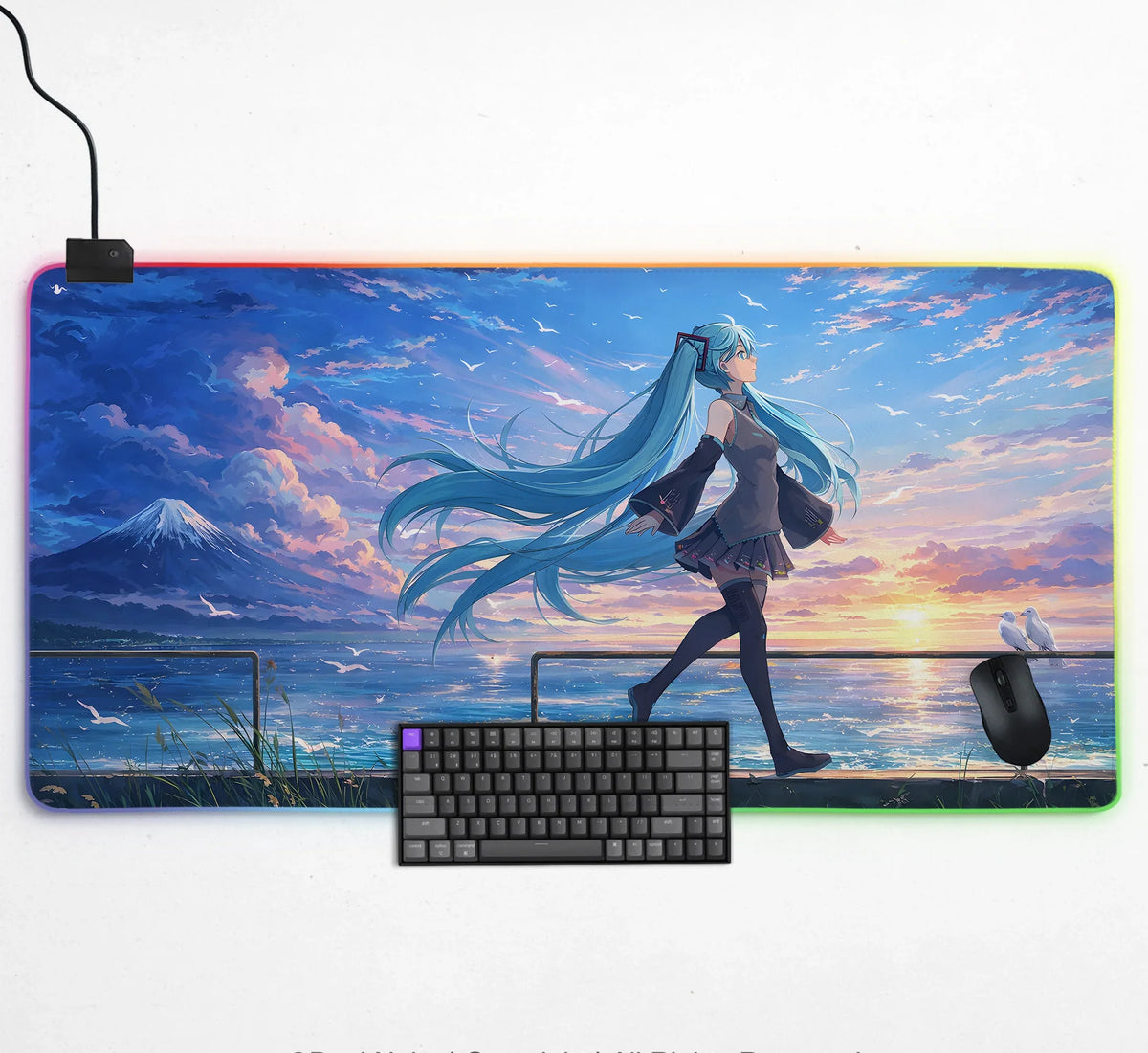 Anime Girl Landscape gaming desk mat mousepad - Deskneko