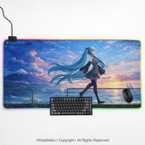 Anime Girl Landscape gaming desk mat mousepad - Deskneko