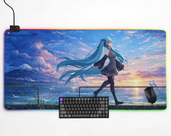 Anime Girl Landscape gaming desk mat mousepad - Deskneko