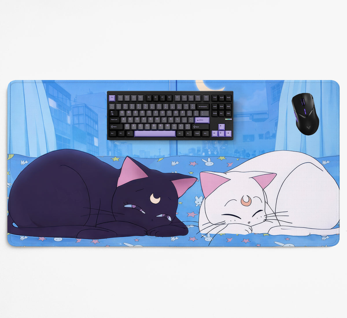 Blue Anime Aesthetic Desk Mat Mousepad - Desk Mat - Deskneko - Desk Mats & Mousepads