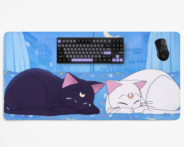 Blue Anime Aesthetic Desk Mat Mousepad - Desk Mat - Deskneko - Desk Mats & Mousepads