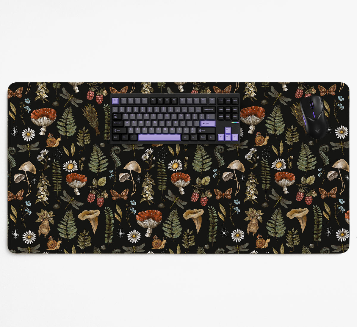 Dark Botanical Desk Mat Mousepad - Desk Mat - Deskneko - Desk Mats & Mousepads