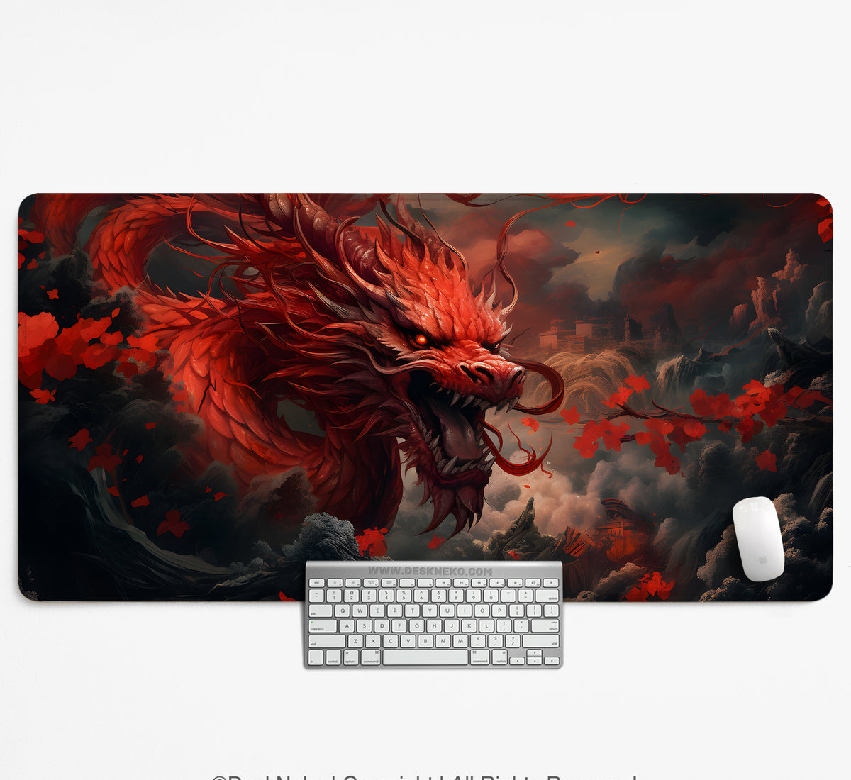 Crimson Red Dragon Desk Mat Mousepad - Desk Mat - Deskneko - Desk Mats & Mousepads