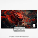 Crimson Red Dragon Desk Mat Mousepad - Desk Mat - Deskneko - Desk Mats & Mousepads