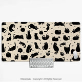 Black Cat Desk Mat, Cute XL Mousepad for Cozy Office and Gaming Setup - Deskneko