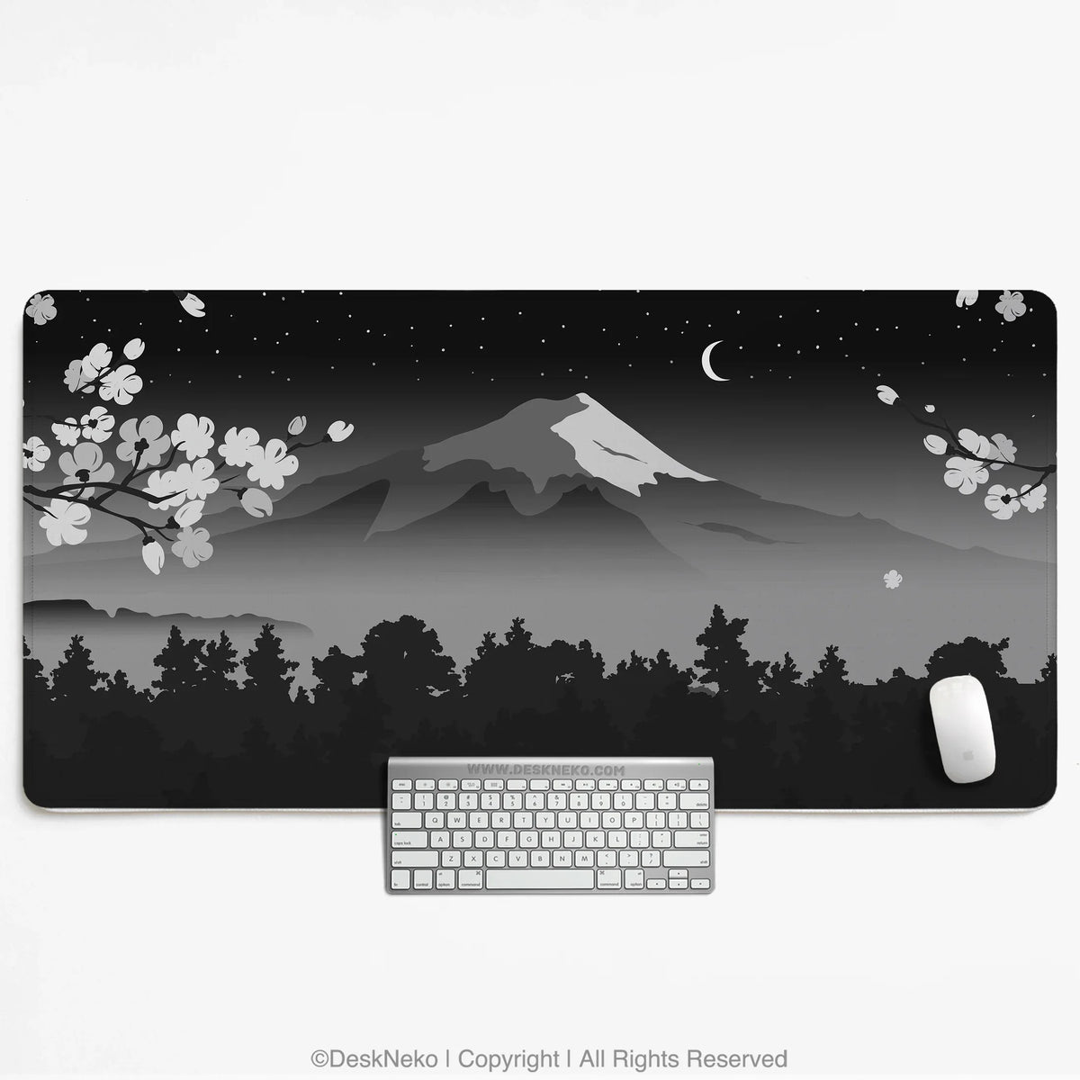 Black Mount Fuji Desk Mat - Deskneko