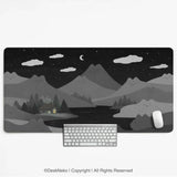 Midnight Cat Mountains Desk Mat Mousepad - Deskneko