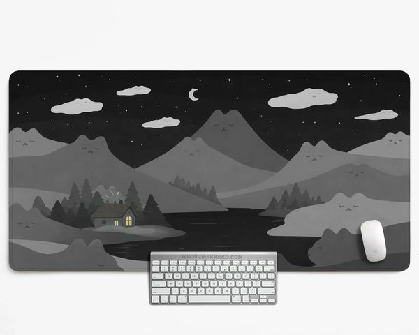 Midnight Cat Mountains Desk Mat Mousepad - Deskneko